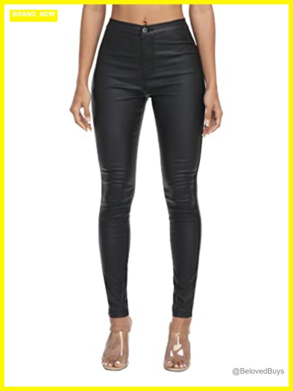 High Waisted Faux Leather Skinny Legging Jeans Stretch Ankle Length